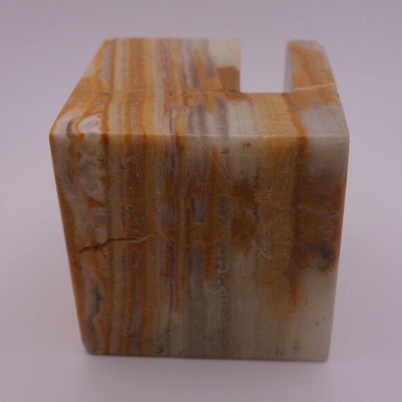 Vintage Onyx Marble Granite Stone Pen Pencil Letter Holder Desk Paperweight - Picture 6 of 13